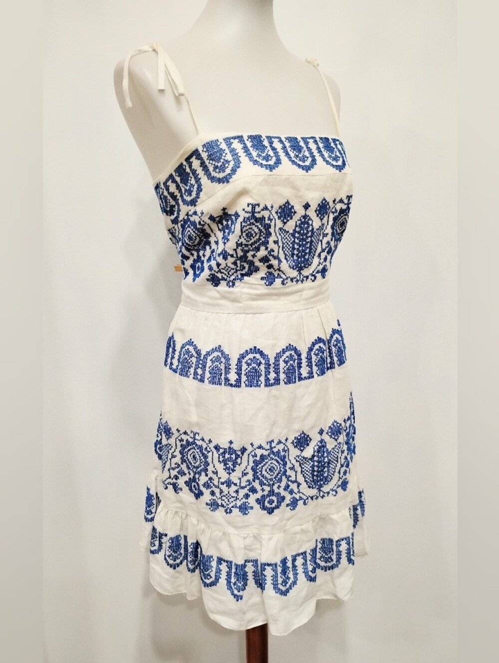 MILLY EMBROIDERED LINEN DRESS